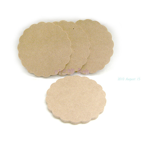 MDF 국화 모양 컵 받침 4개입 10cm 두께 5mm