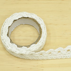 패브릭 접착식 리본 테이프 하양 레이스 2호 2cm 약1M입