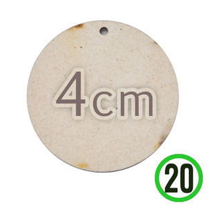 MDF 1구멍 원형판 4cm 두께3mm 20개입